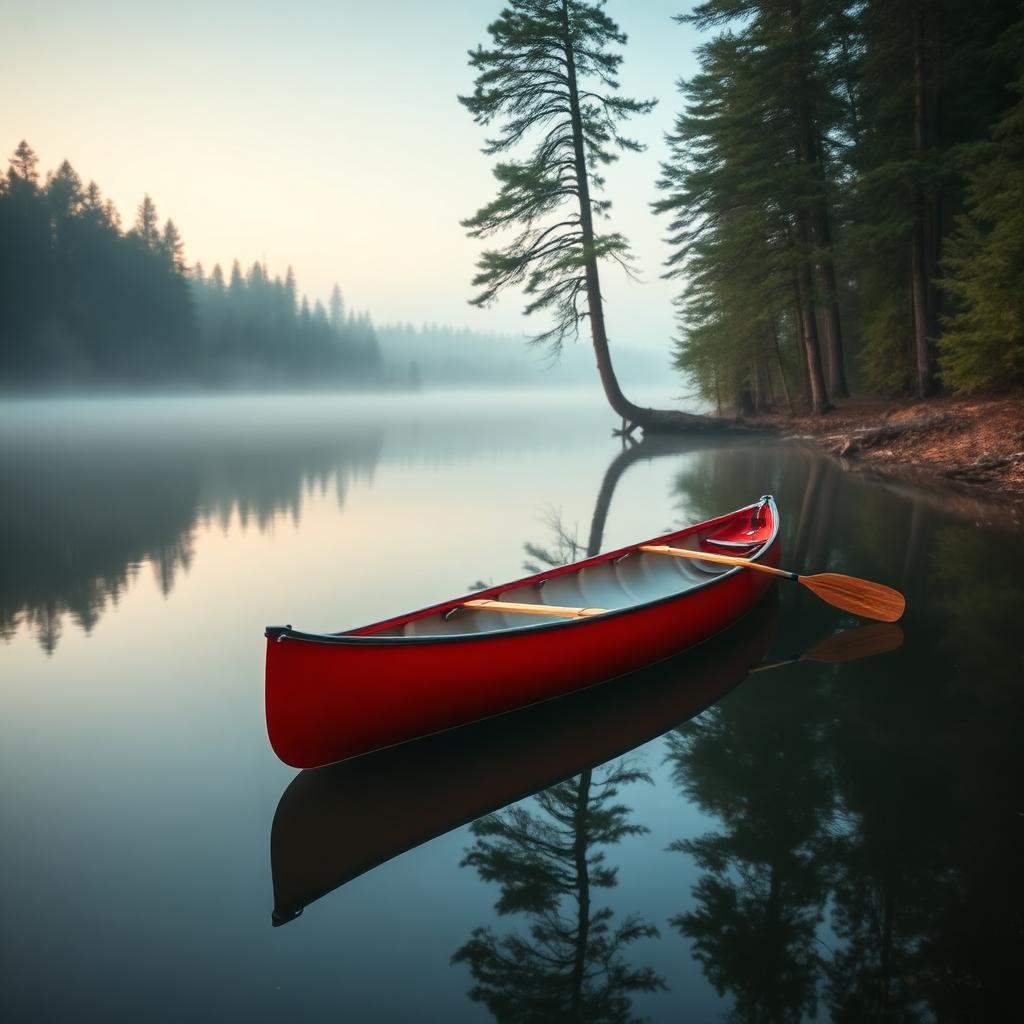 Canoe on a quiet northern lakeshore